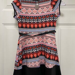 Stylish Kids Casual Dress - Red and Black Pattern